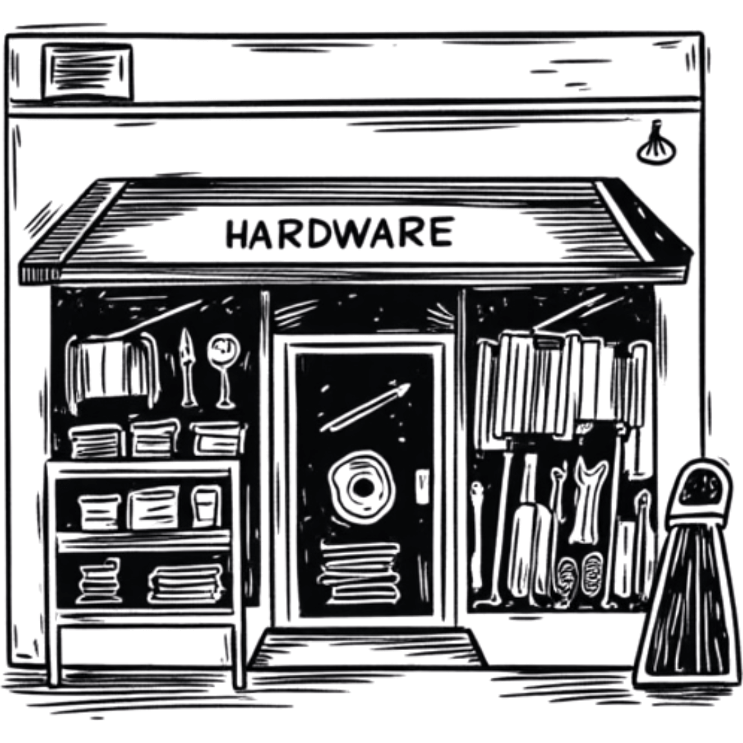 Linograph Hardware Store (AI generated) 