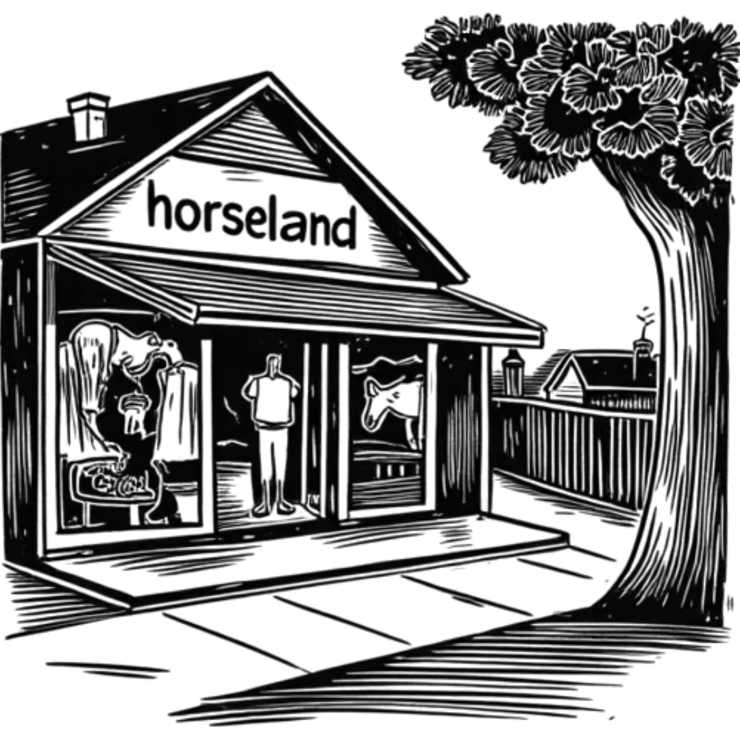 NRBS - Horseland stockist linograph (AI generated)